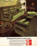Green Velvet Sofa 1970s Vintage Retro Advert