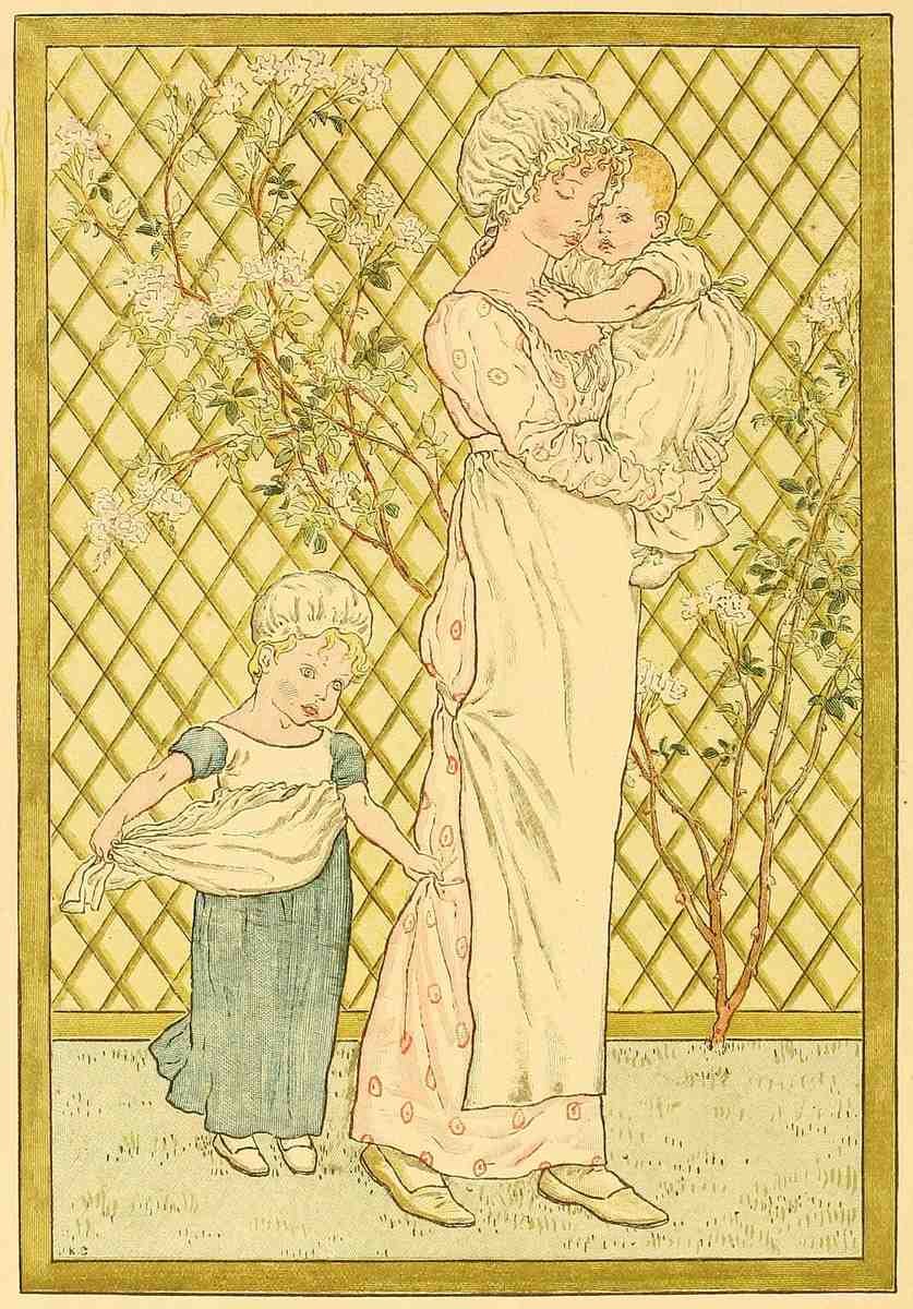 Greenaway Kate 1846 1901 A Day in a Childs Life 1881 Mother and children A4 Photo Print