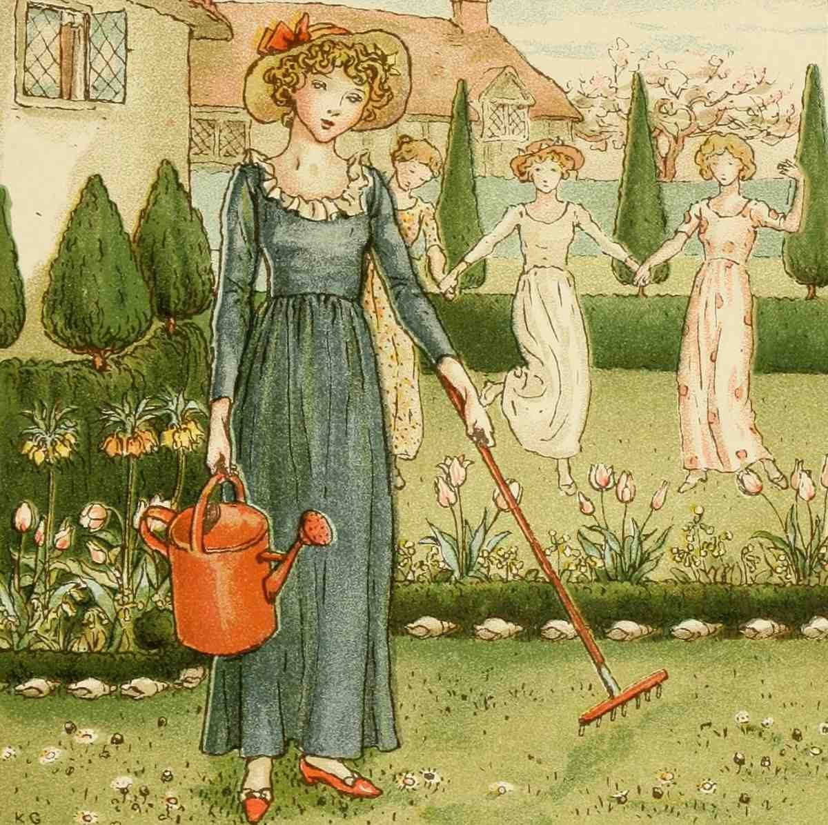 Greenaway Kate 1846 1901 An April Babys Book of Tunes 1900 Mary Mary quite contrary A4 Photo Print