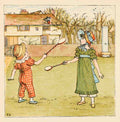 Greenaway Kate 1846 1901 Kate Greenaways Birthday Book 1880 Children playing badminton A4 Photo Print