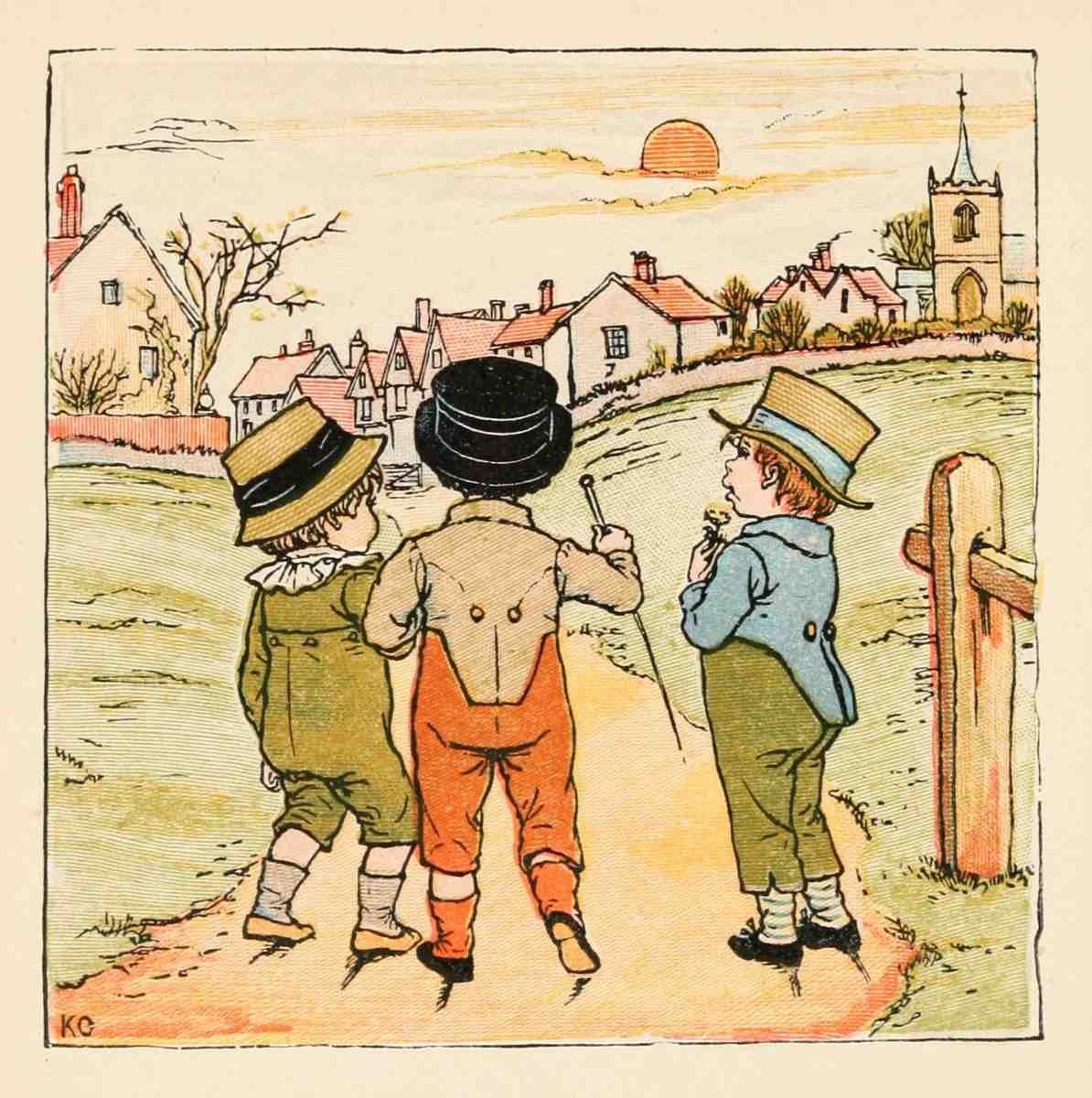 Greenaway Kate 1846 1901 Kate Greenaways Birthday Book 1880 Little boys A4 Photo Print