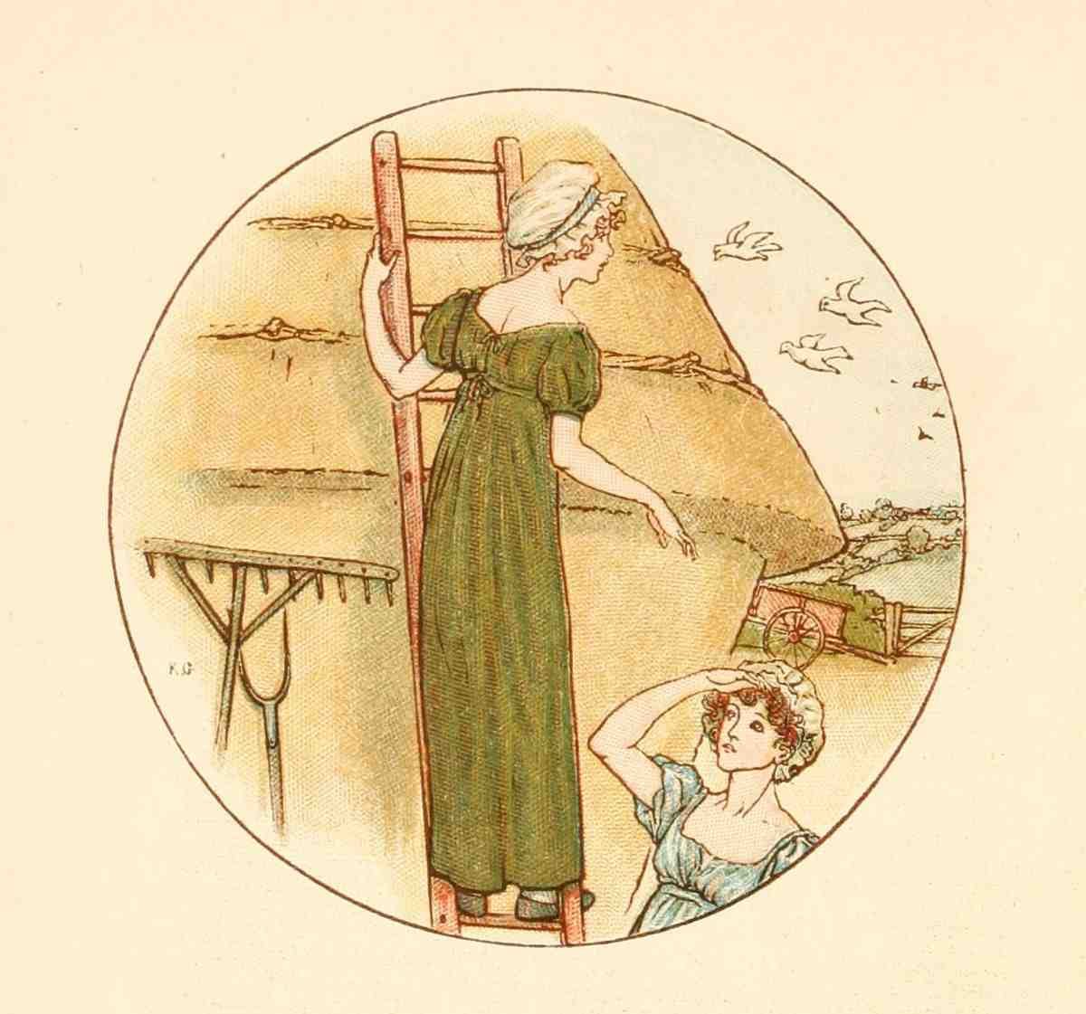 Greenaway Kate 1846 1901 Language of Flowers 1884 Climbing the haystack A4 Photo Print