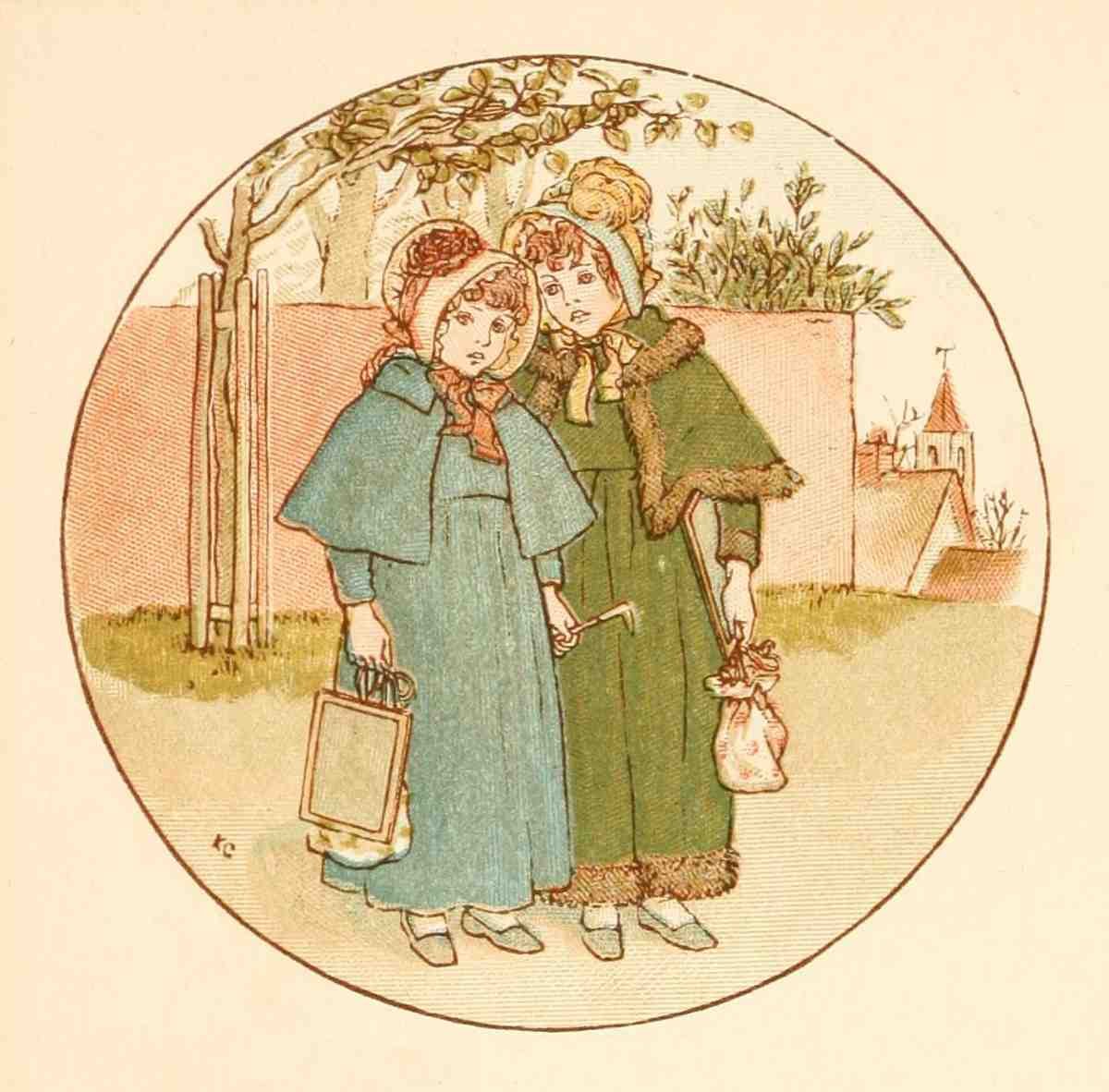 Greenaway Kate 1846 1901 Language of Flowers 1884 Off to school A4 Photo Print