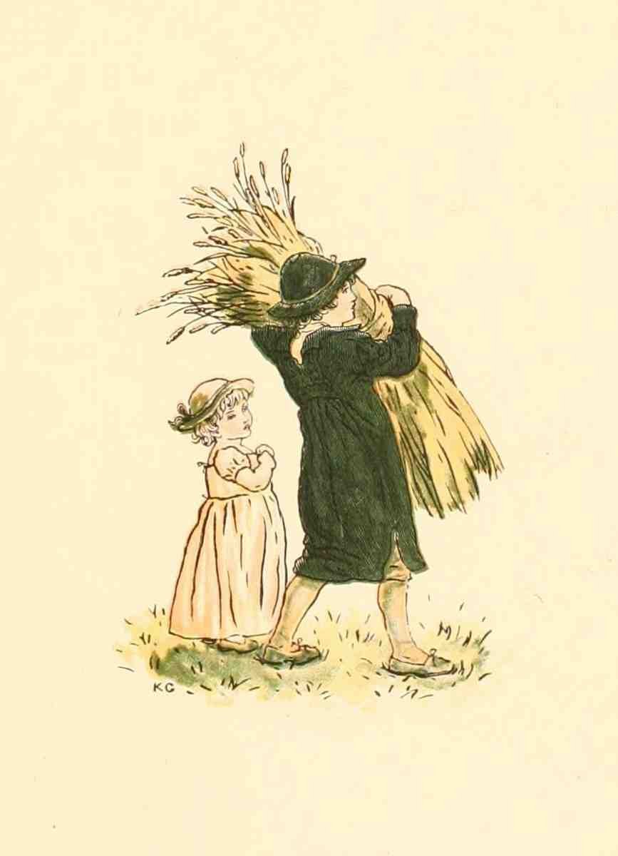Greenaway Kate 1846 1901 Marigold Garden 1900 Harvesting A4 Photo Print