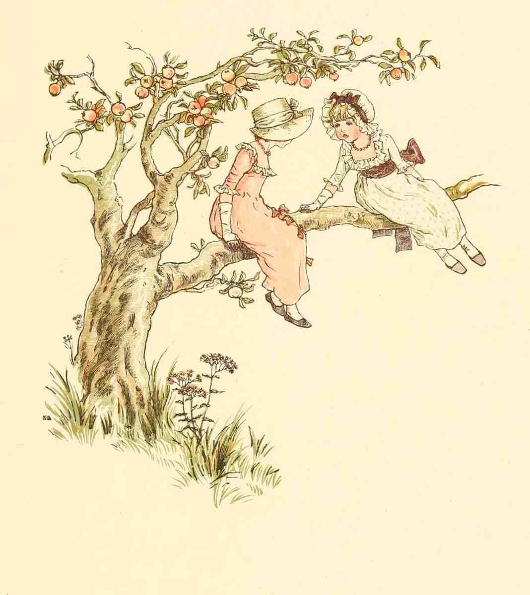Greenaway Kate 1846 1901 Marigold Garden 1900 In an apple tree A4 Photo Print