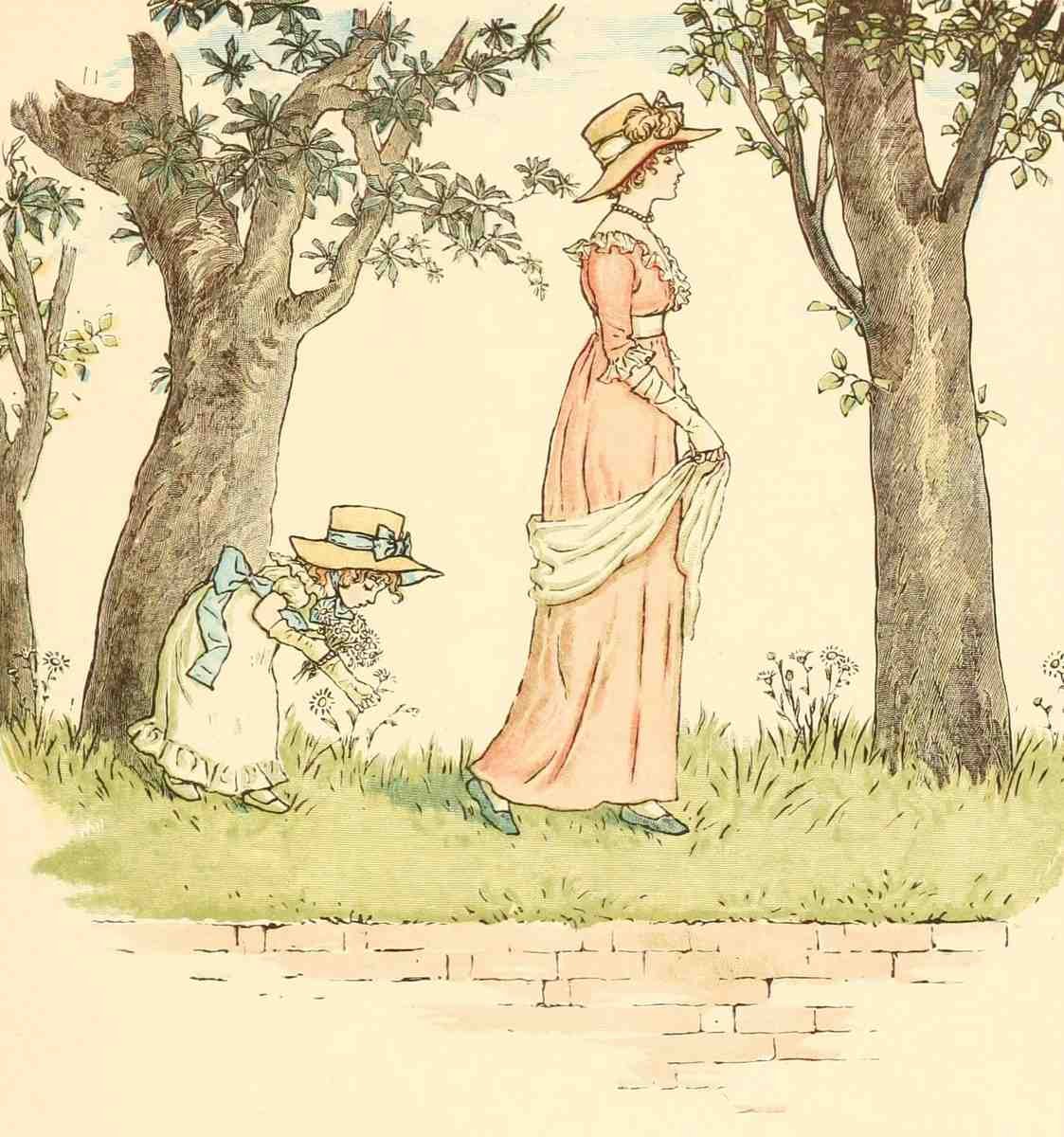 Greenaway Kate 1846 1901 Marigold Garden 1900 Picking daisies A4 Photo Print