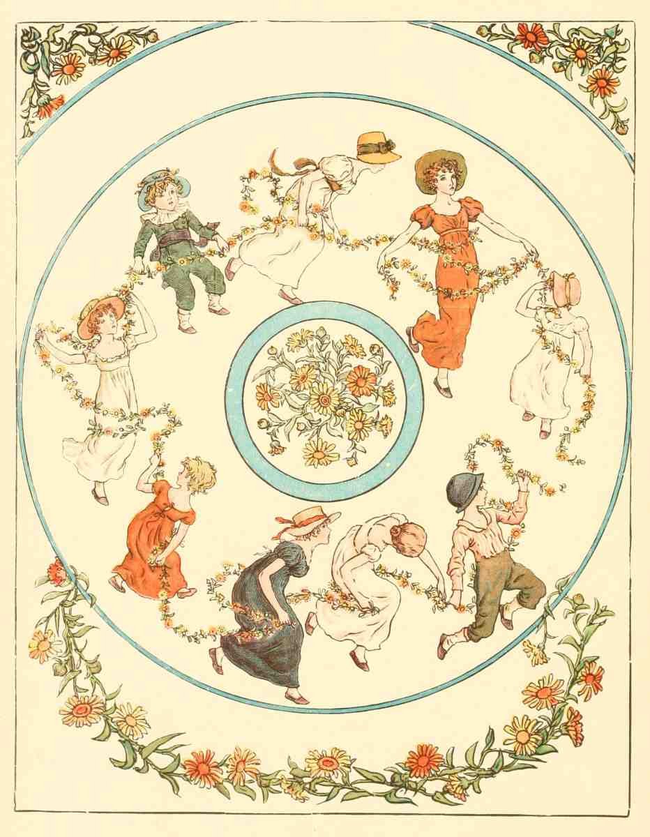 Greenaway Kate 1846 1901 Marigold Garden 1900 Posy circle A4 Photo Print
