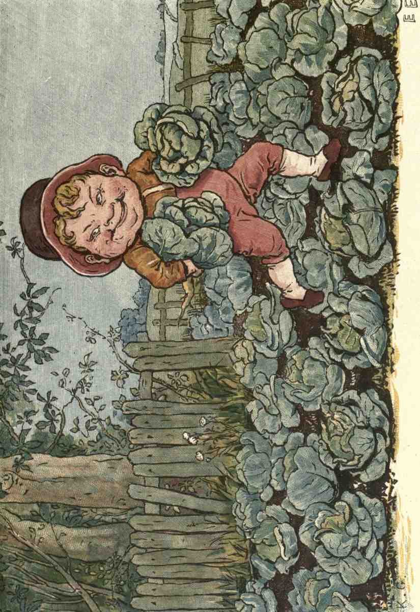 Greenaway Kate 1846 1901 Under the Window 1879 Goblin stealing cabbages A4 Photo Print