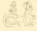 Greenaway Kate 1846 1901 Village Scenes Eating Cherries Briggs and Co Transferring Papers 1880 A4 Photo Print