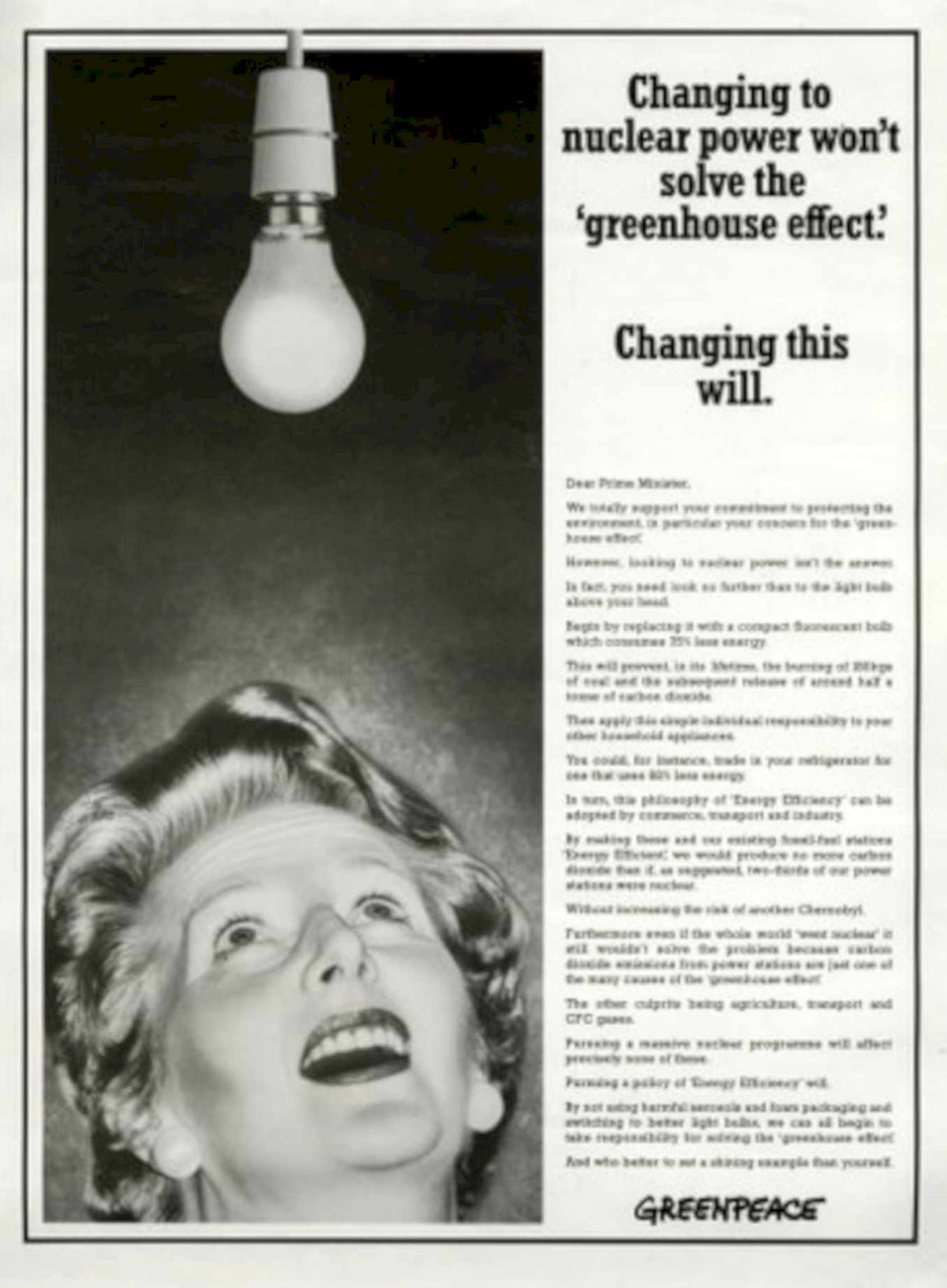Greenpeace Lightbulb Effect 1990s Vintage Retro Advert