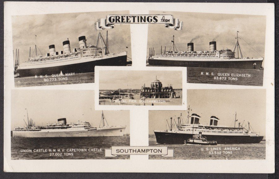 Greetings From Southampton Rms Queen Mary Queen Elizabeth Vintage A4 Photo Print
