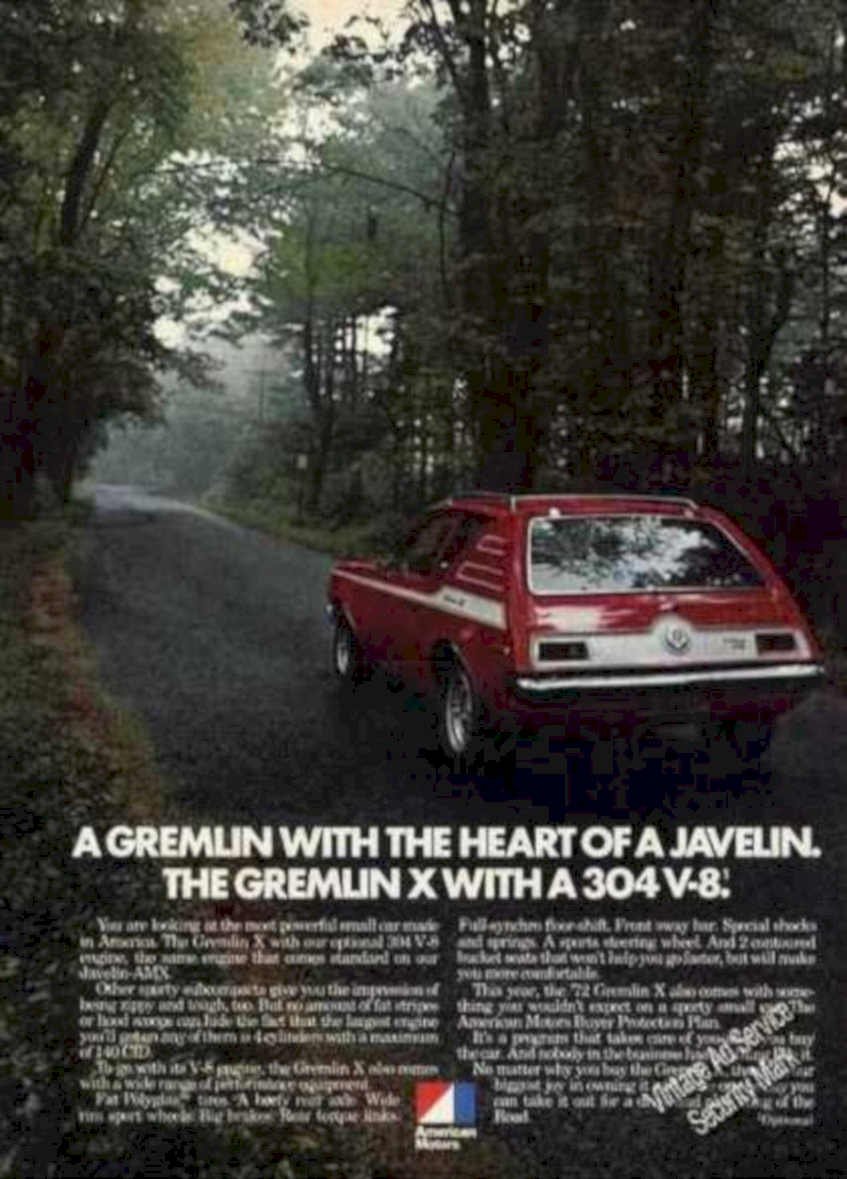 Gremlin X V8 Vintage Retro Advert Ads A4 Photo Print