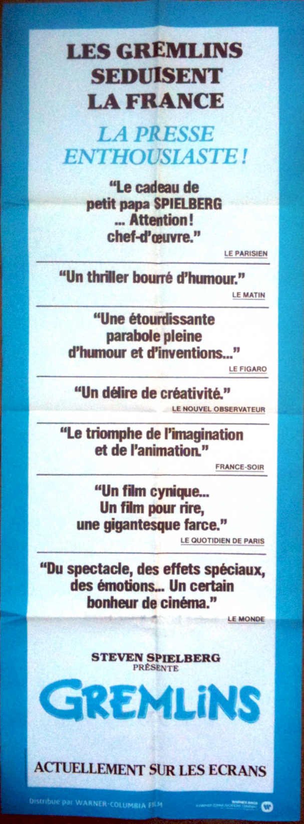 Gremlins French Poster Vintage Retro Advert Poster A4 Photo Print