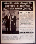 Gretsch Drums Malen Vintage Retro Advert Ads A4 Photo Print
