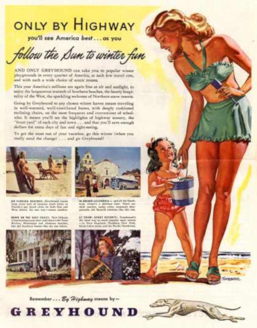 Greyhound Beach Winter Vintage Retro Advert Ads A4 Photo Print