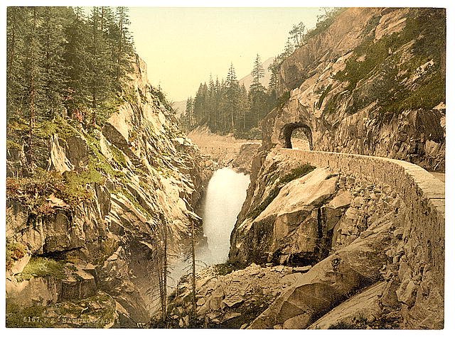 Grimselstrasse Handegg Falls I Bernese Oberland Vintage A4 Photo Print
