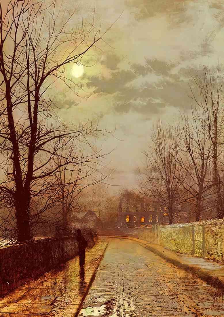 Grimshaw John Atkinson Lane In Cheshire crop A4 Photo Print