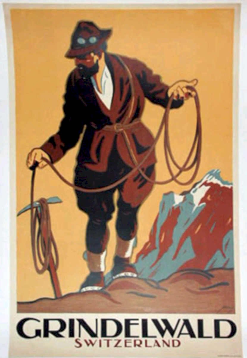 Grindelwald Switzerland Mountaineer Vintage Retro Advert Poster A4 Photo Print
