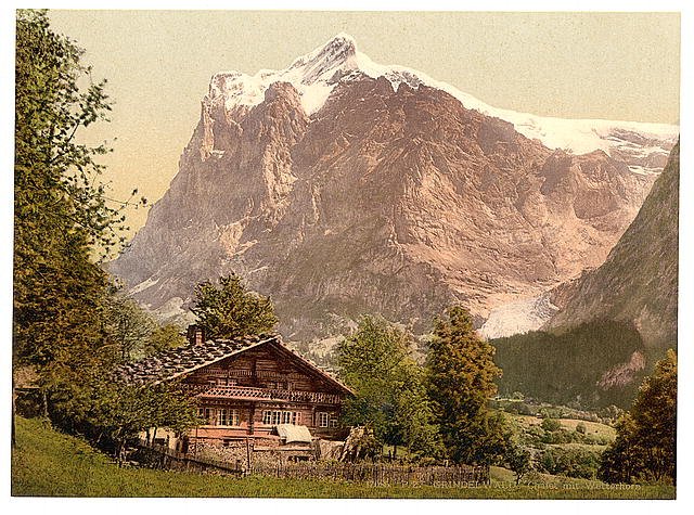 Grindelwald chalet I Bernese Oberland Vintage A4 Photo Print
