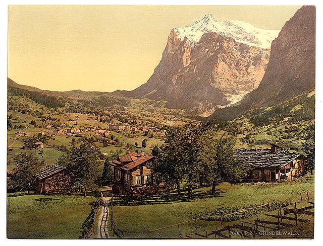 Grindelwald general view III Bernese Oberland Vintage A4 Photo Print