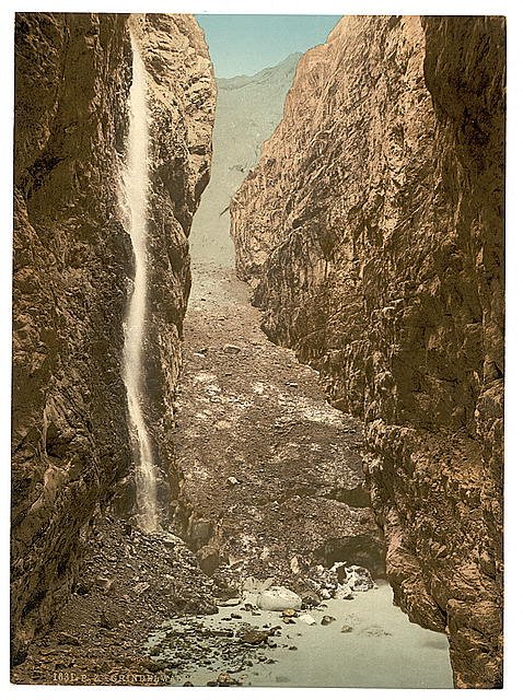 Grindelwald grotto with waterfall Bernese Oberland Vintage A4 Photo Print