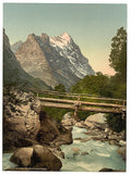 Grindelwald with Eiger Bernese Oberland Vintage A4 Photo Print