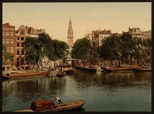 Groen Burgwal canal Amsterdam Vintage A4 Photo Print