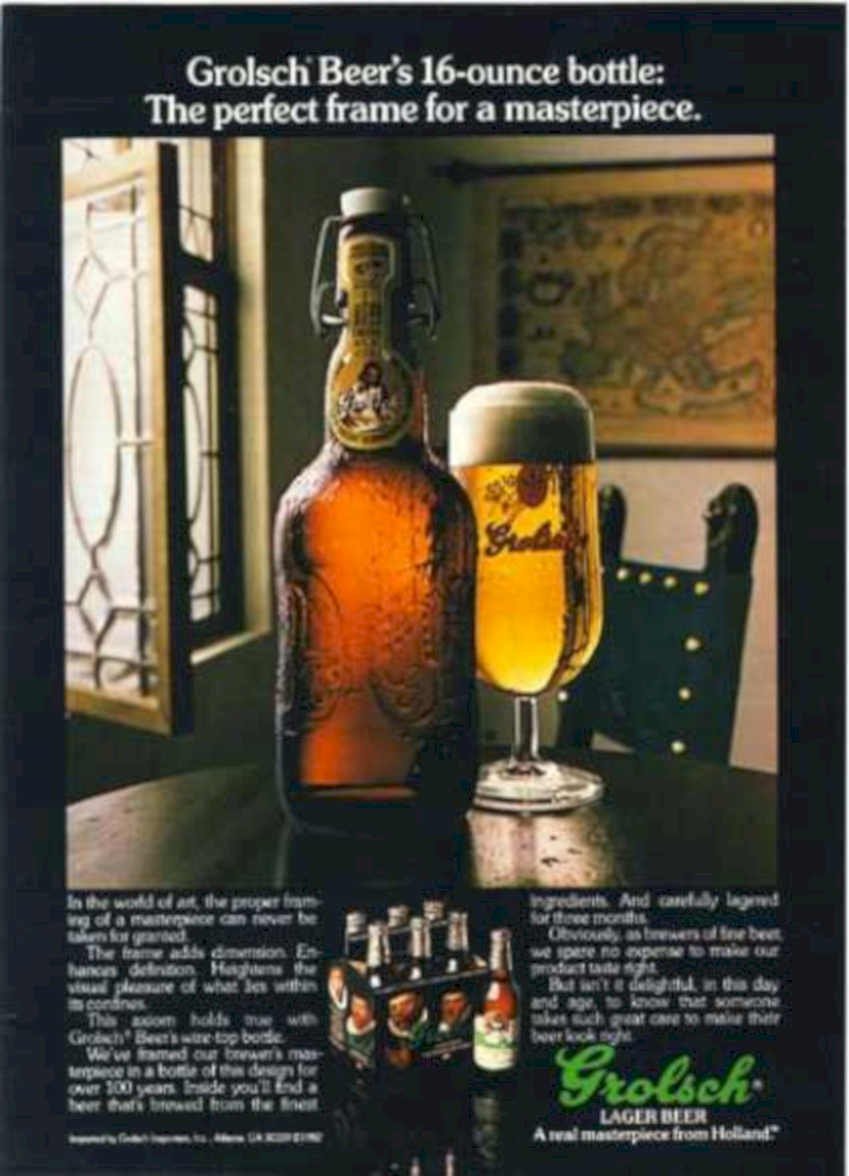 Grolsch Beer Frame Vintage Retro Advert Ads A4 Photo Print
