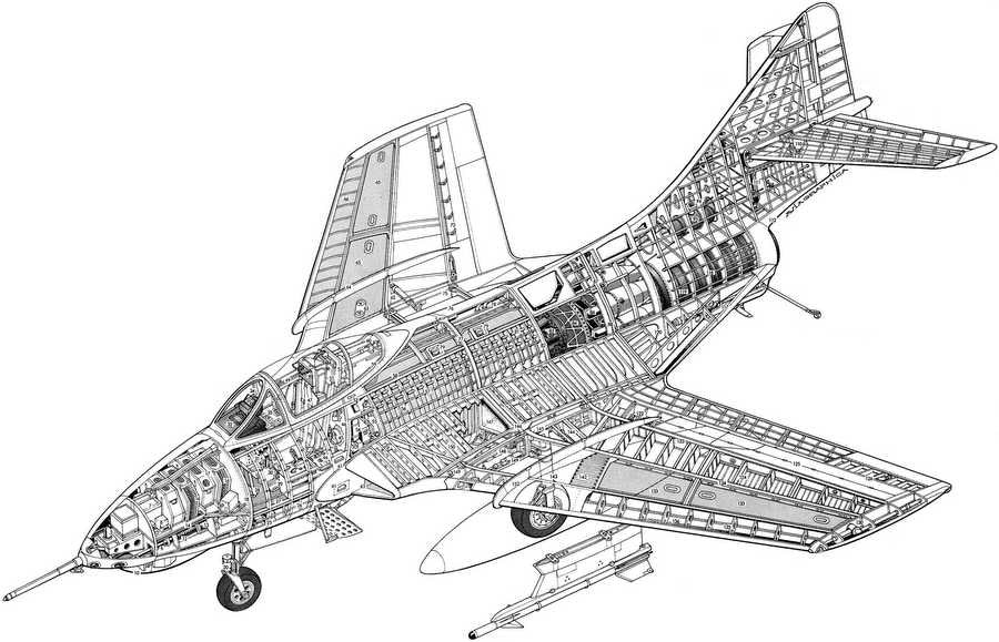 Grumman F 9 Cougar cutaway A4 Photo Print
