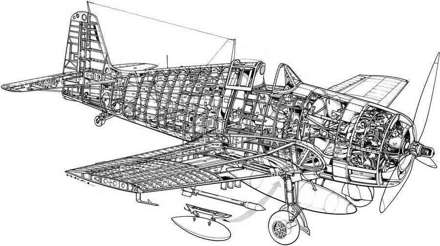 Grumman F6F cutaway A4 Photo Print
