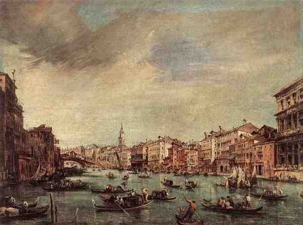 Guardi Francesco The Grand Canal Looking Toward The Rialto Bridge A4 Photo Print