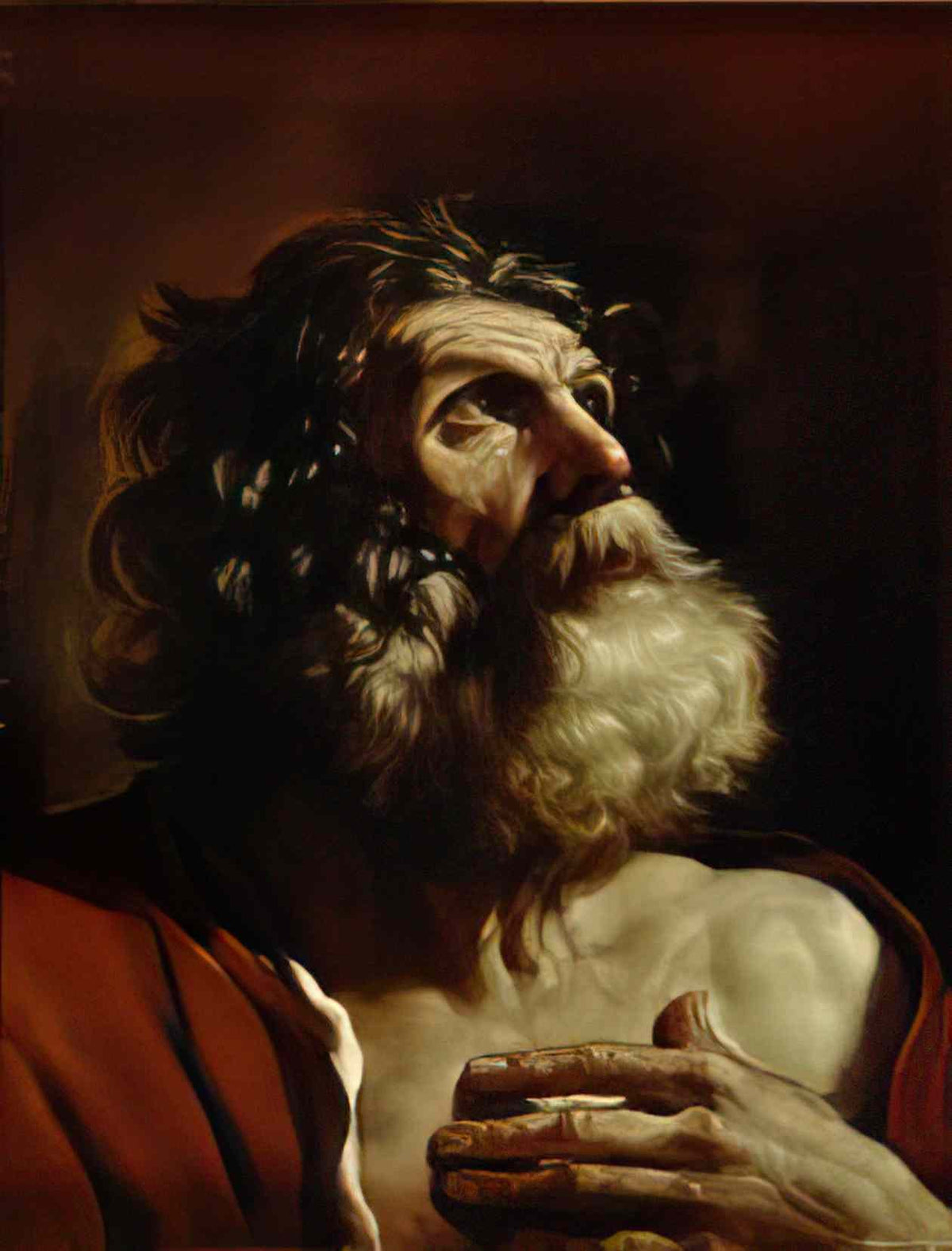 Guercino head of an old man Art A4 Photo Print
