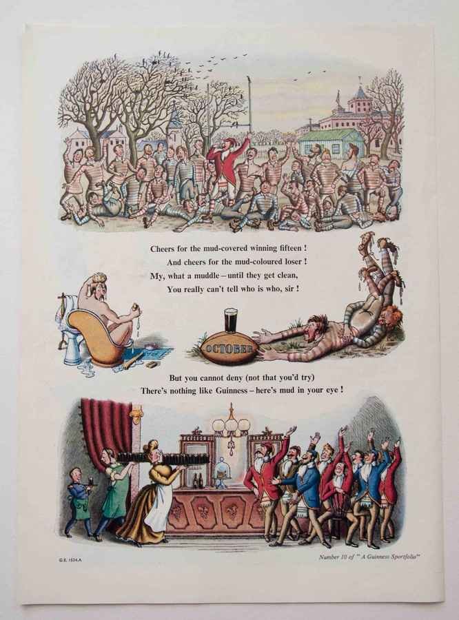 Guinness Rugby 1950s barber advert A4 Photo Print
