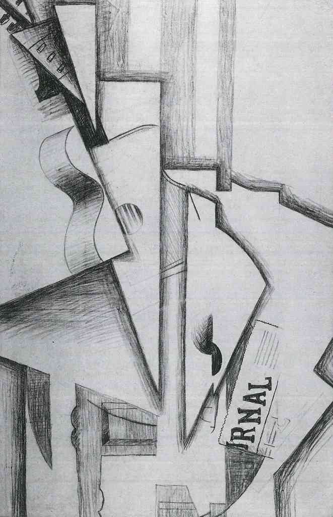 Guitar And Newspaper On A Table Juan Gris Abstract Art A4 Photo Print