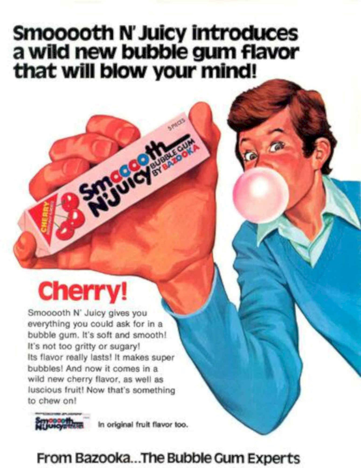 Gum Cherry Bubble Vintage Retro Advert Poster A4 Photo Print