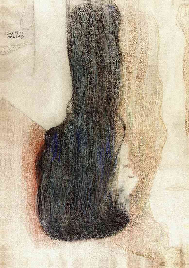 Gustav Klimt 99 Girl with SHARPEN Long Hair A4 Photo Print
