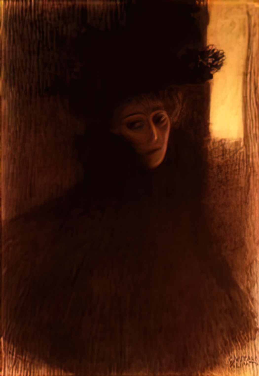 Gustav Klimt lady with cape and hat 1898 Art A4 Photo Print UK