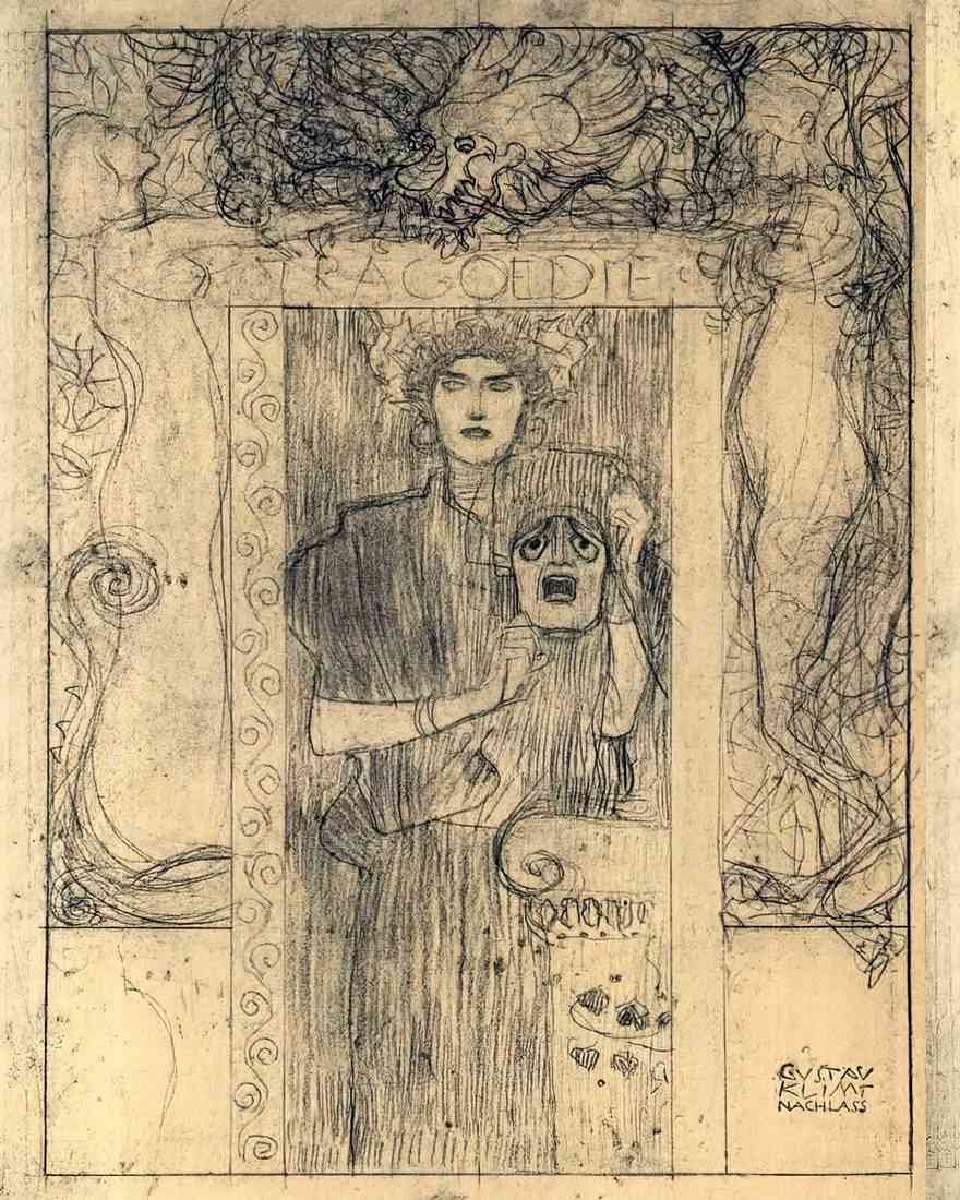 Gustav Klimt tragedy sketch A4 Photo Print
