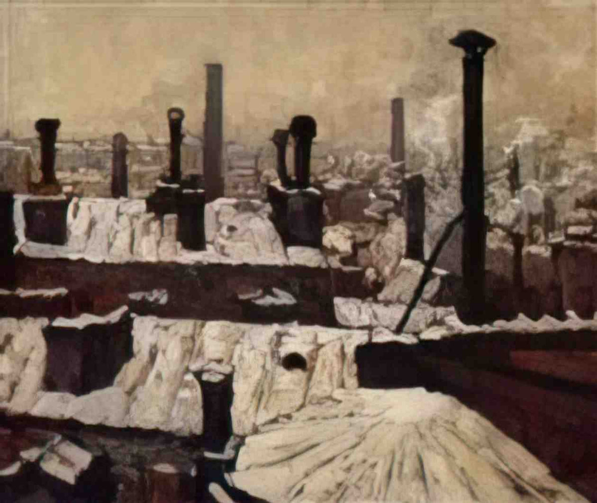 Gustave Caillebotte roof under the snow paris Art A4 Photo Print