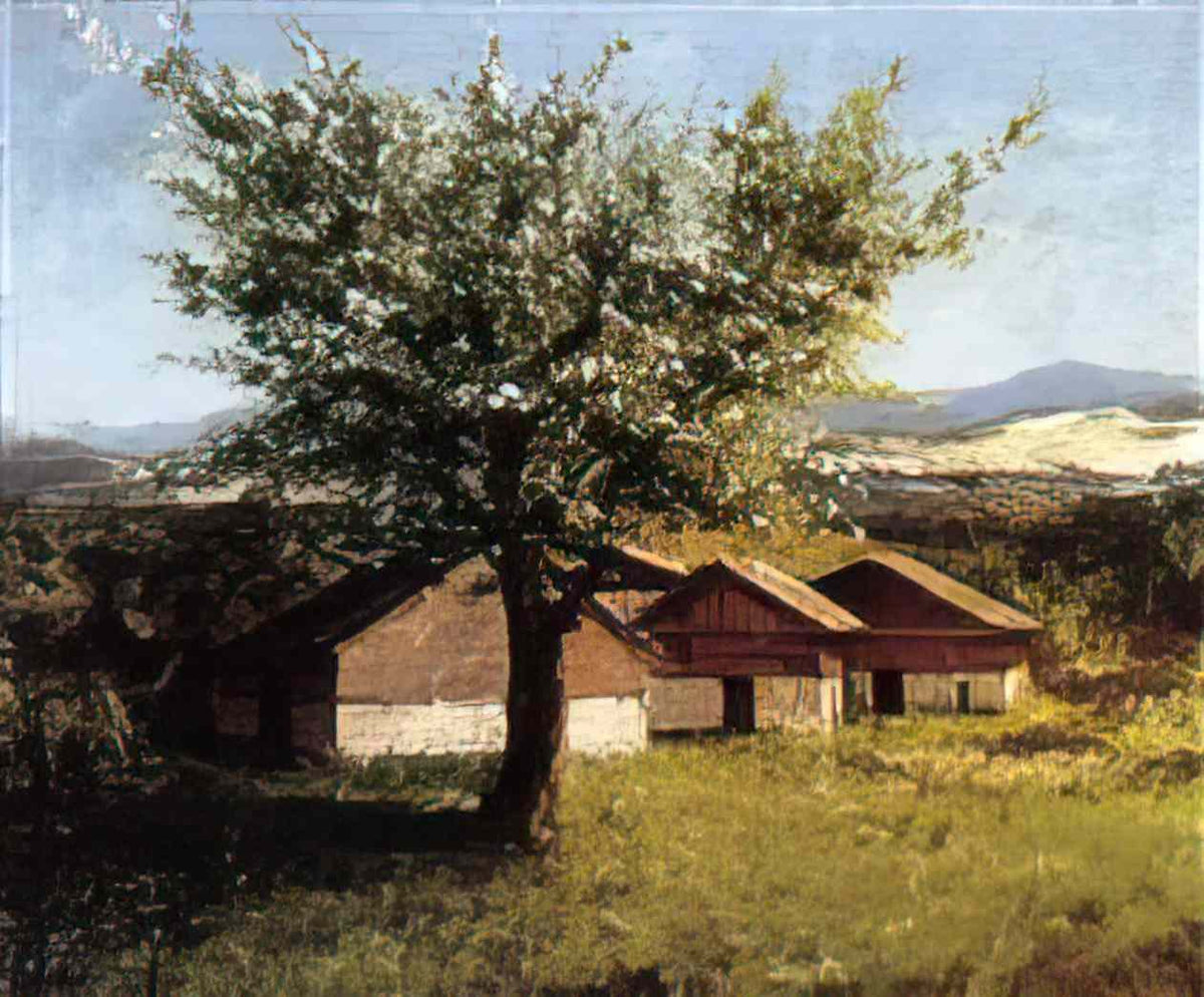 Gustave Courbet swiss landscape with flowering apple tree Art A4 Photo Print