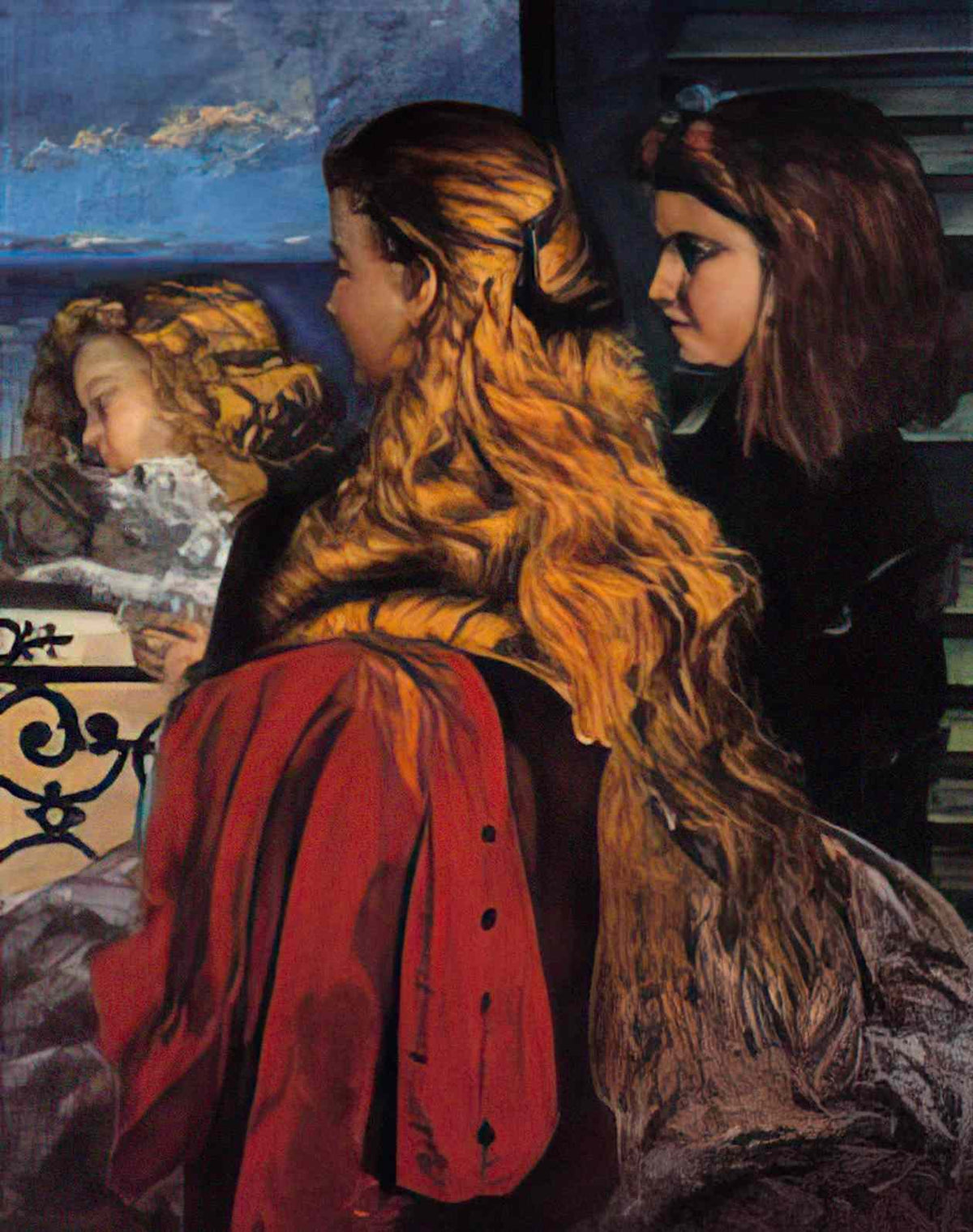 Gustave Courbet three english girls at a window 1865 Art A4 Photo Print