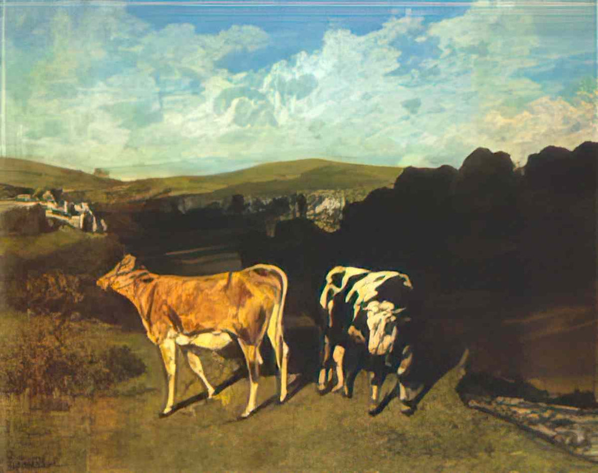 Gustave Courbet white bull and blond heifer 1851 Art A4 Photo Print