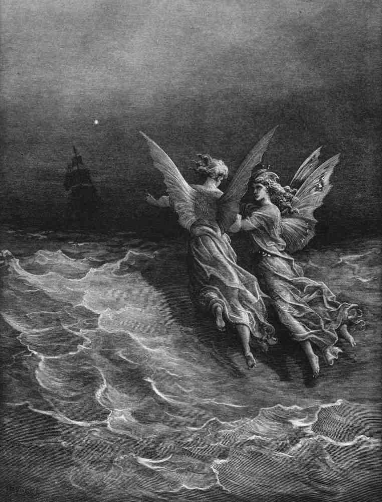 Gustave Dore Mariner Raven River 30 Vintage Illustration A4 Photo Print