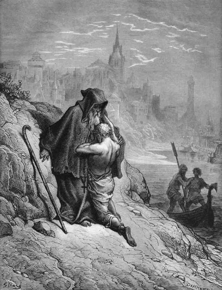 Gustave Dore Mariner Raven River 37 Vintage Illustration A4 Photo Print