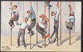 Gymnastics Men Climb Poles Art Drawn Vintage A4 Photo Print