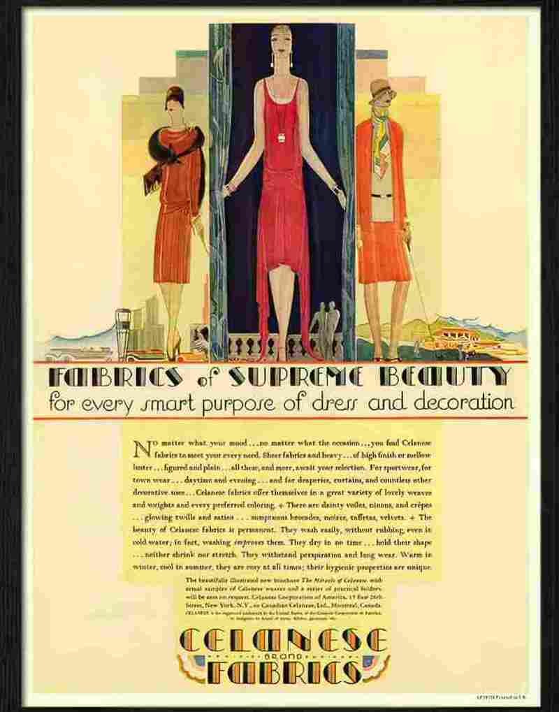 H celanese fabrics 1928 2 Advert A4 Photo Print