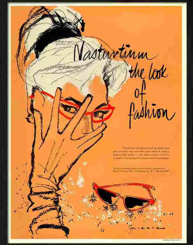 H nasturtium fashion glasses 1950s Advert A4 Photo Print