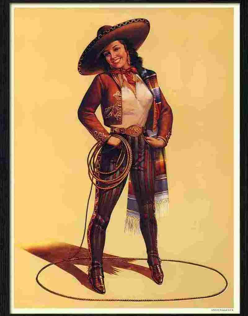 H pin up mexican cowgirl Advert A4 Photo Print