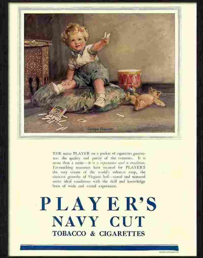 H players navy cut baby with cigarettes 1920s Advert A4 Photo Print
