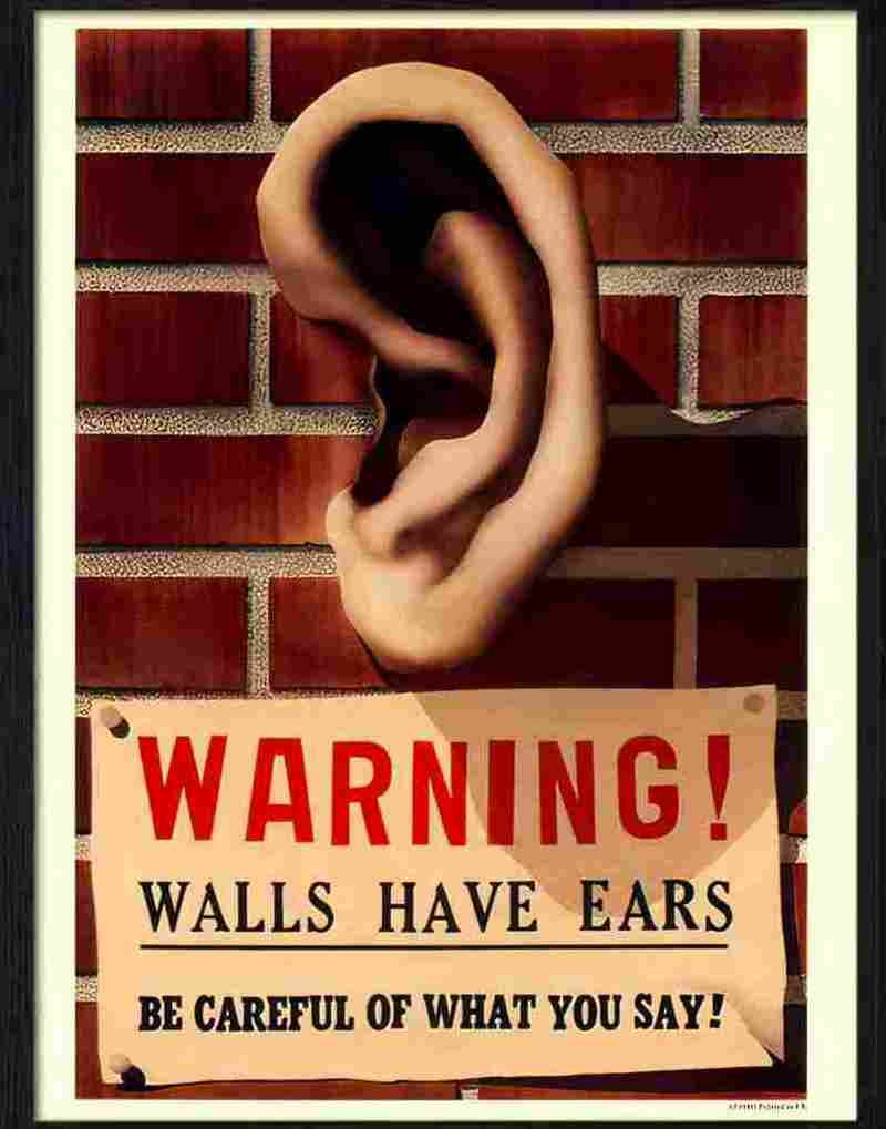 H warning walls have ears 2 Advert A4 Photo Print